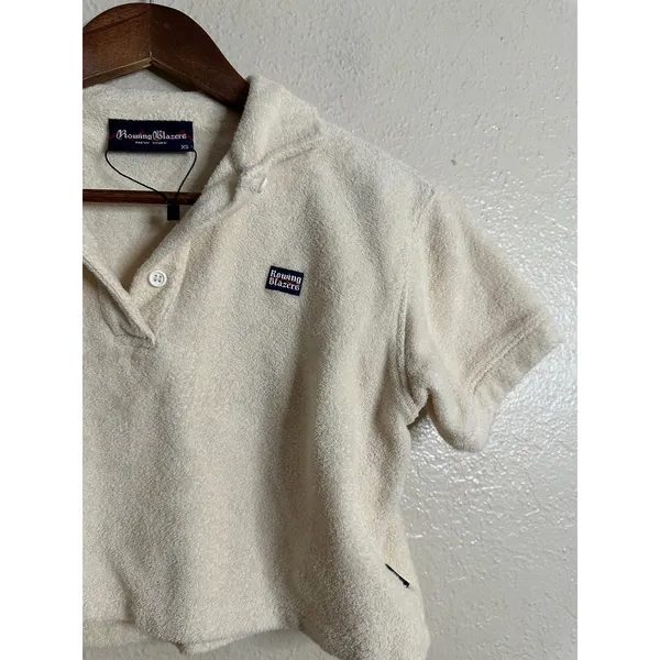 Rowling Blazers Cropped Terry Cloth Polo Cream Womans XS - Image 6