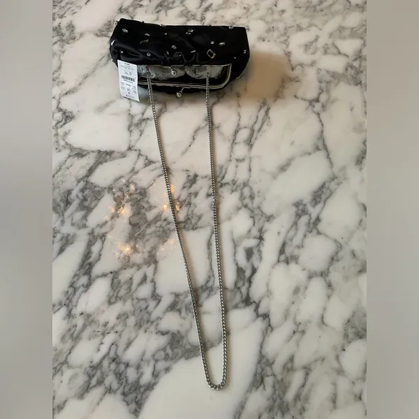 NWT J Crew Satin rhinestone clutch missing 4 rhinestones - Image 4