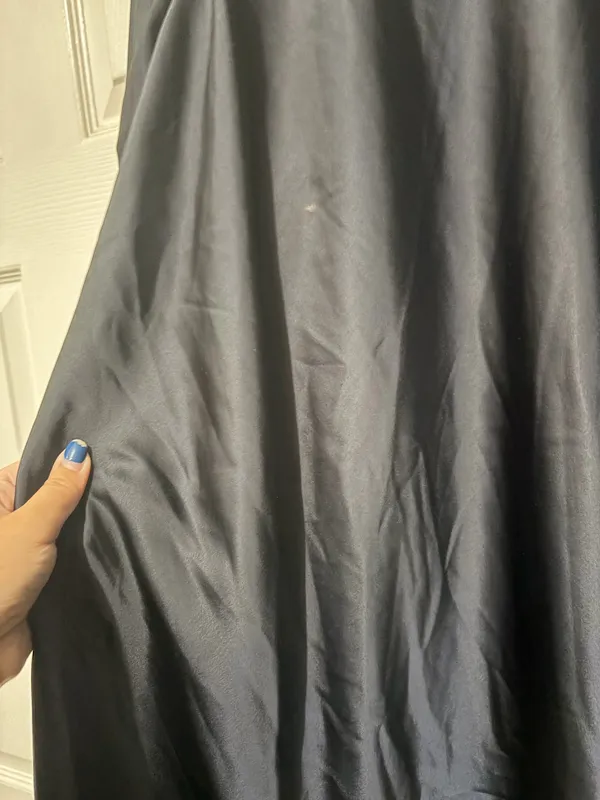 Navy Satin Mini Dress - Image 3