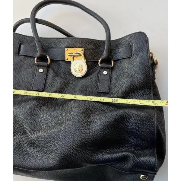 Vintage Michael Kors Carine Pebbled Leather Satchel Black Tote Shoulder Bag - Image 11