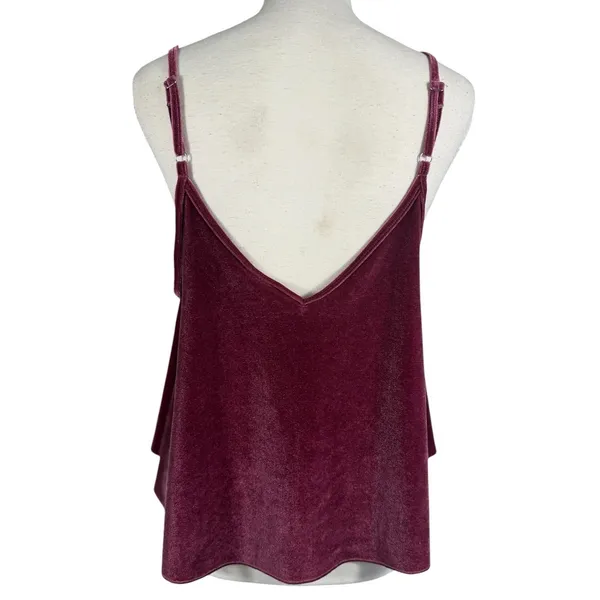 PINK Victoria's Secret Velvet Cami Womens M Burgundy Swing Spaghetti Strap Dog - Image 7