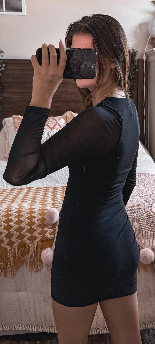 Never Before Done Little Black Dress Longsleeve Mesh Sleeve - Image 3