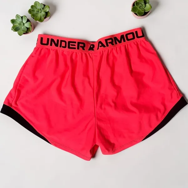 Under Armour Women's Play Up Shorts Pink Black Loose Fit 1306251 Size‎ Medium - Image 3