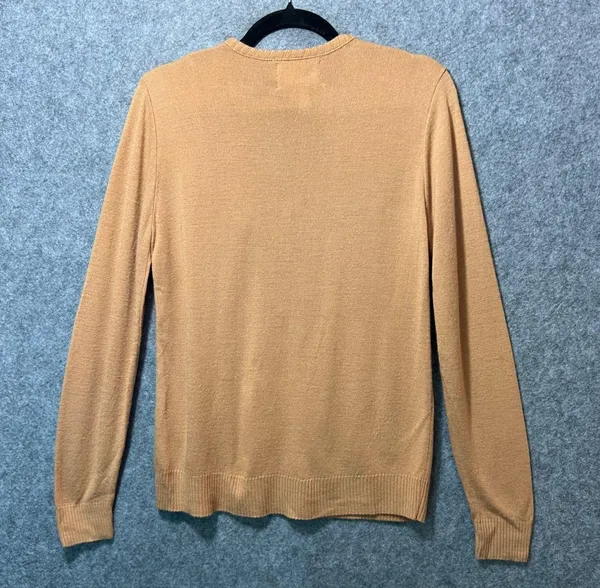 Vintage 60s 70s Owen Originals Elephant Appliqué V-Neck Sweater Tan Novelty Golf - Image 5