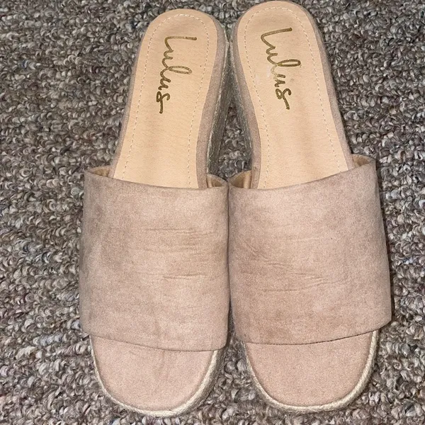 Womens Like New Lulus O'Ahu 2 Mauve Suede Espadrille Platforms - Image 6