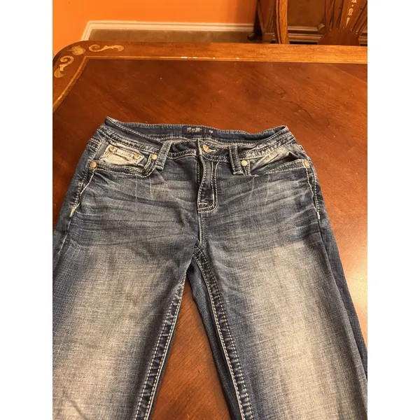 Miss Me Jeans, Slim Boot Women's Size 28 Blue, Denim, Gems Back Pocket, Flared - Image 5