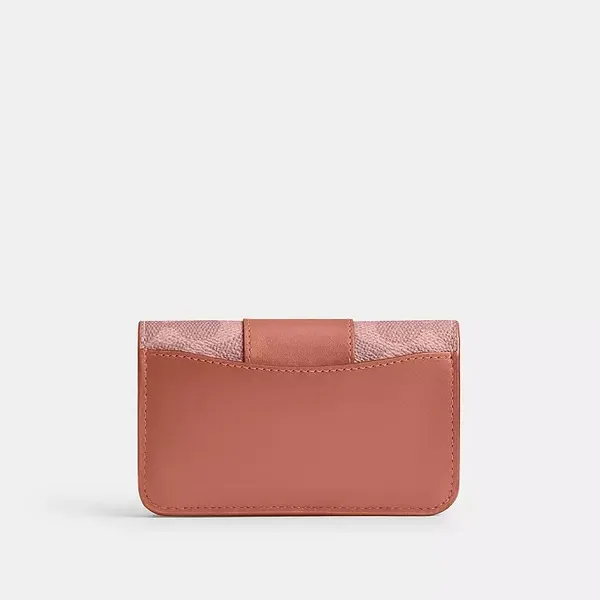 COACH CR542 Essential Slim Card Case Signature Canvas Melon Pink Wallet NWT - Image 7