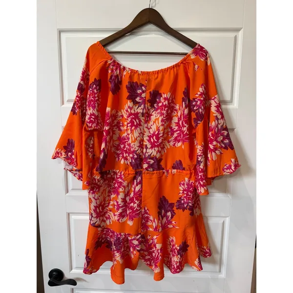Hello Molly Moral of the Story Romper Orange Floral XS Boho Resort Tropical - Image 7