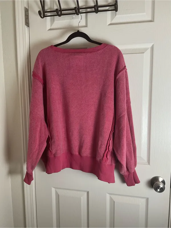 American Eagle Pink Fleece Sweatshirt Seriously Huggable Oversized Crewneck - Image 8