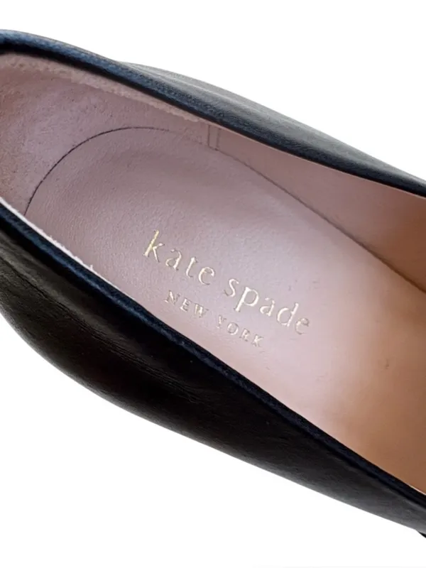 EUC Kate Spade Leather Alia Heels Black Silver Buckle Size 6.5 - Image 8