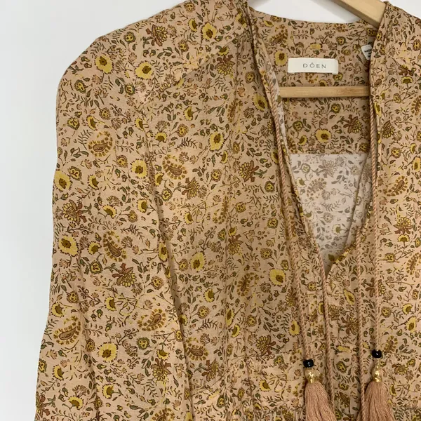 Doen Prem Maxi Jaipur Mustard Floral Print Dress Womens Small - Image 7