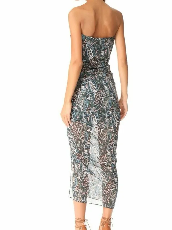 Veronica Beard Peyton Strapless Ruched 100% Silk Midi Dress Size 4 - Image 3