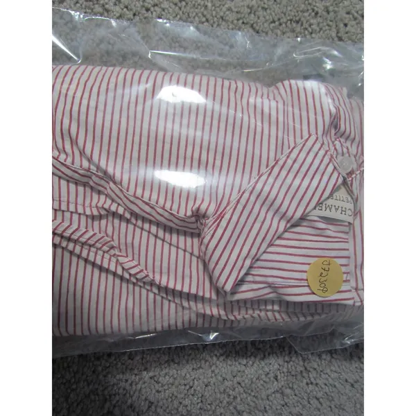 Vintage Bechamel Petites Shirt PL Red‎ White Pinstripe Rooster Embroidered - Image 9
