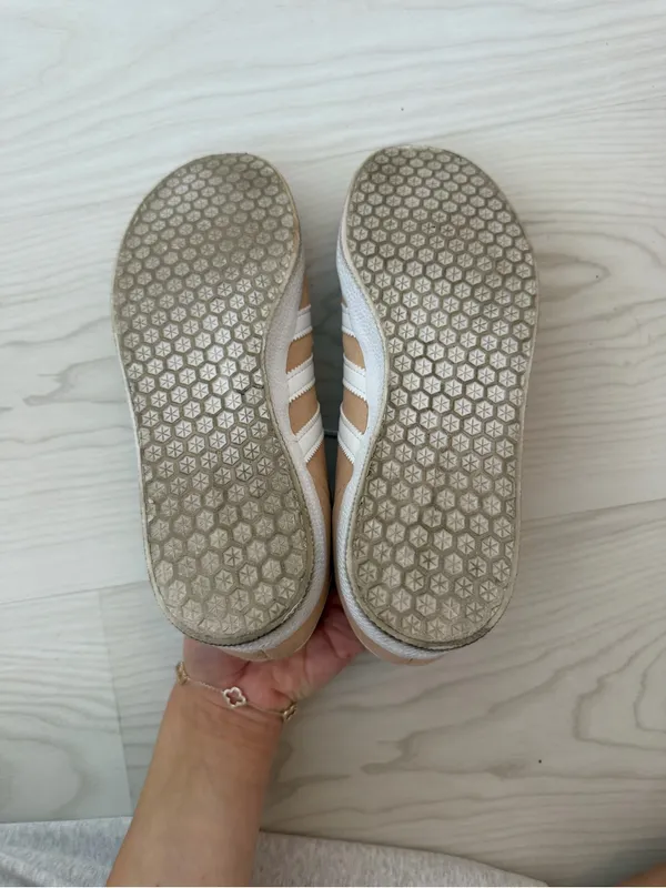 adidas Gazelle Suede Sneaker in Beige and White - Image 6