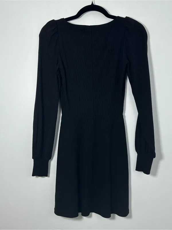 Reformation Jeans Linah Black Ribbed Knit Square Neck Mini Dress XS - Image 4