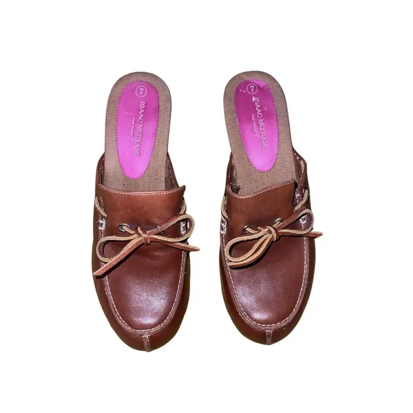 Isaac Mizrahi brown mules by Target Slip on Clogs Bow Tie Size 7 - Image 2