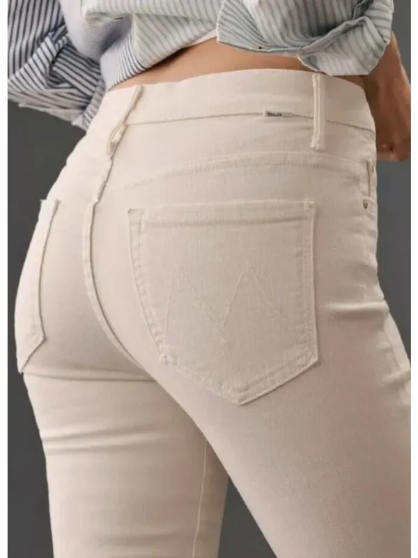 Mother The Insider Crop Step Fray Cream Puffs Jeans Size 29 - Image 4