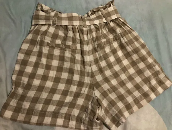Light Brown Checkered Paper Bag Shorts Size S - Image 2