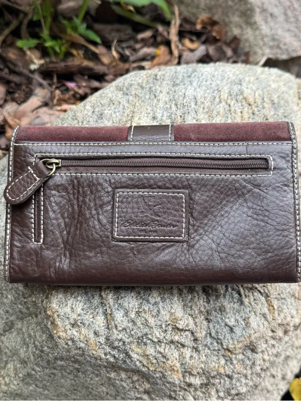 Eddie Bauer Brown Leather Wallet with Suede Flap - Image 2