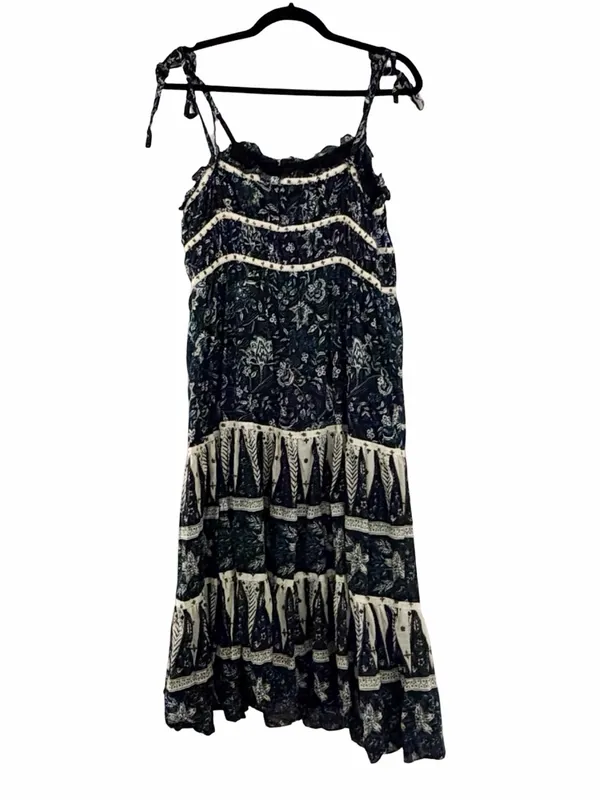 CHRISTIAN LACROIX Floral Green Tiered Maxi Dress Sz M - Image 3