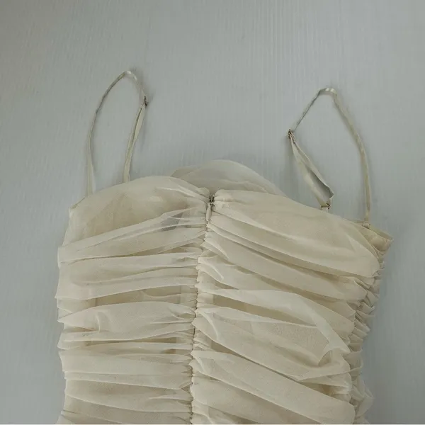 House of CB Sirene Gathered Organza Mesh Dress Ivory, M - Image 9