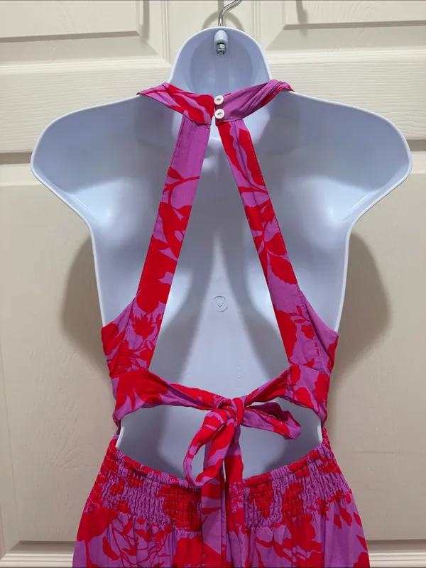 Abel the Label by Anthropologie Charlotte Purple & Red Floral Halter Maxi Dress - Image 6