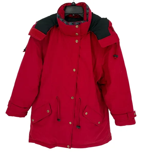 VTG L.L. Bean Penobscot Parka Medium Petite Red Goose‎ Down Hooded Jacket Coat - Image 3