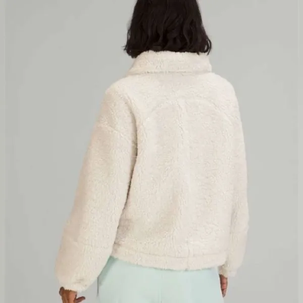 Lululemon White Opal Cinchable Fleece Zip-Up Sherpa Teddy Funnel Neck Jacket - Image 2