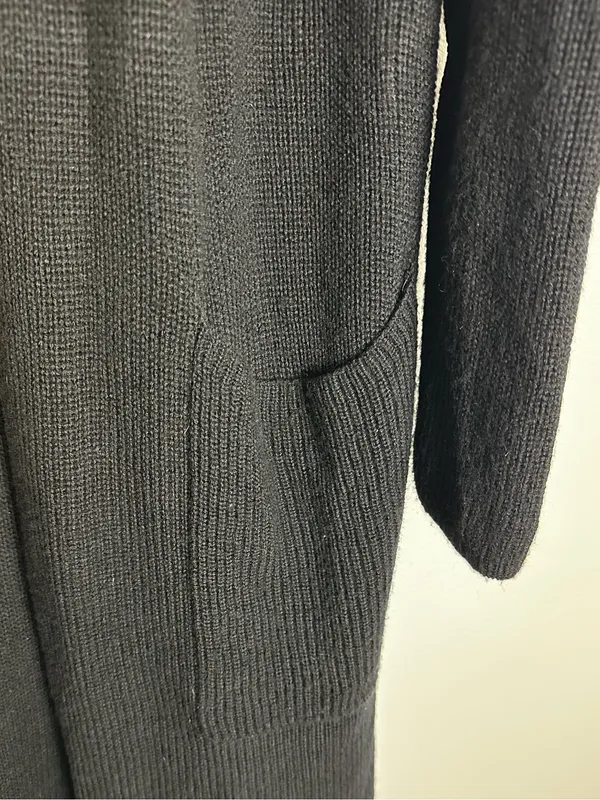 Quince Australian Merino Wool Duster Cardigan Black Sz S - Image 5