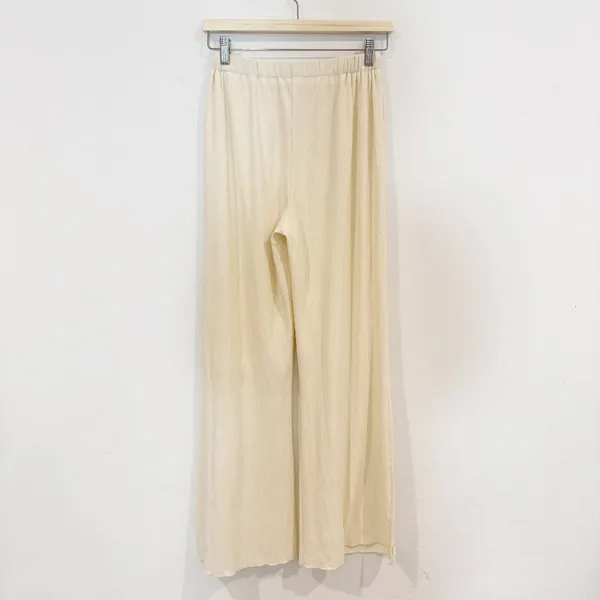 Commense Pants Size M Cream Pleated High Rise Pull On Elastic Waist Flow Classic - Image 8
