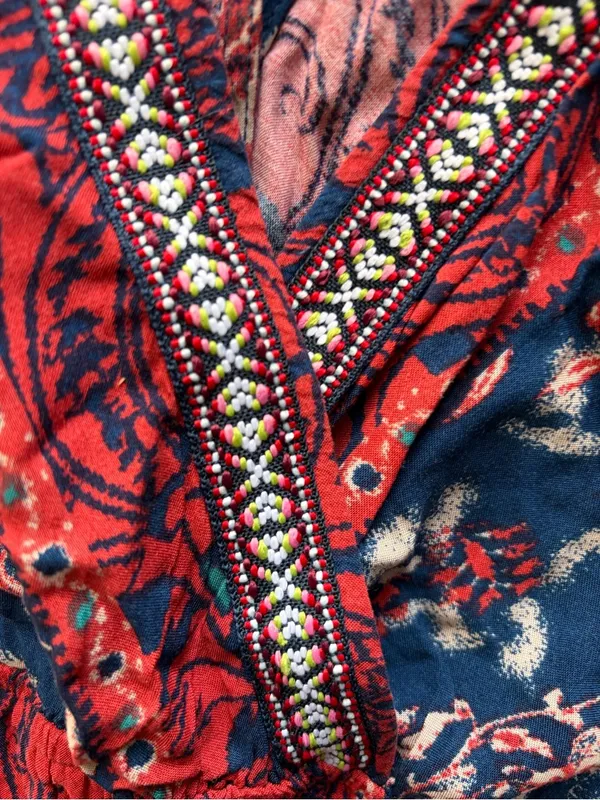 Flying Tomato Red and Blue Mixed Print Dress Medium - Image 4