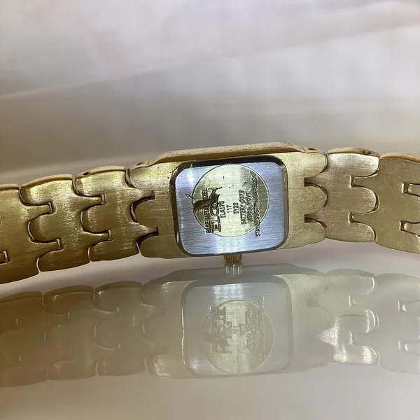 Vintage ELGIN Gold Tone & Rhinestones Bracelet Watch - Image 6