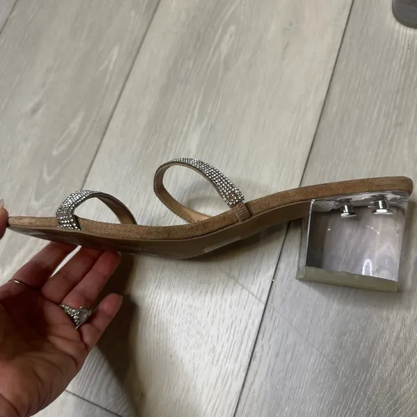 Steve Madden Issy-R rhinestone sandals clear vinyl mules block heels 8 y2k inspo - Image 4