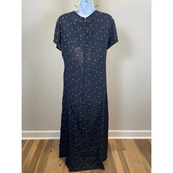 Rena Rowan for Saville Maxi Dress Size 6 Black White Circle Print 90s - Image 4