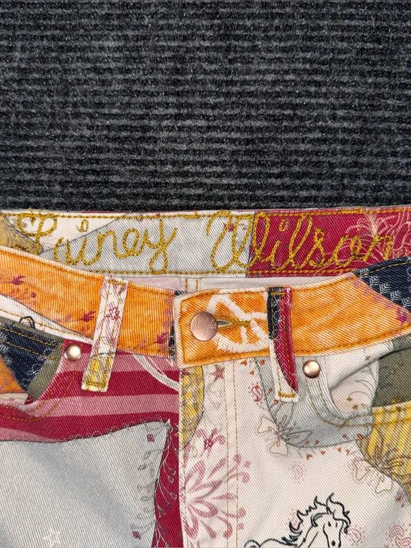 RARE Wrangler x Lainey Wilson Patchwork Sundown Flare Jeans Bell Bottoms 27x32 - Image 9