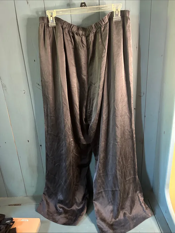 Banana Republic Wide-Leg Satin Women’s Pants in Charcoal Gray | Size XL - Image 4