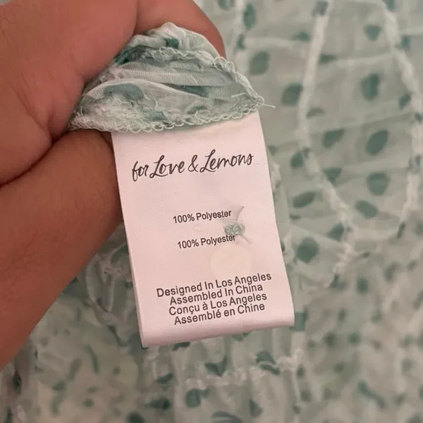 For Love & Lemons Green Polka Dot Drea Long Sleeve Mini Dress Size Small - Image 7