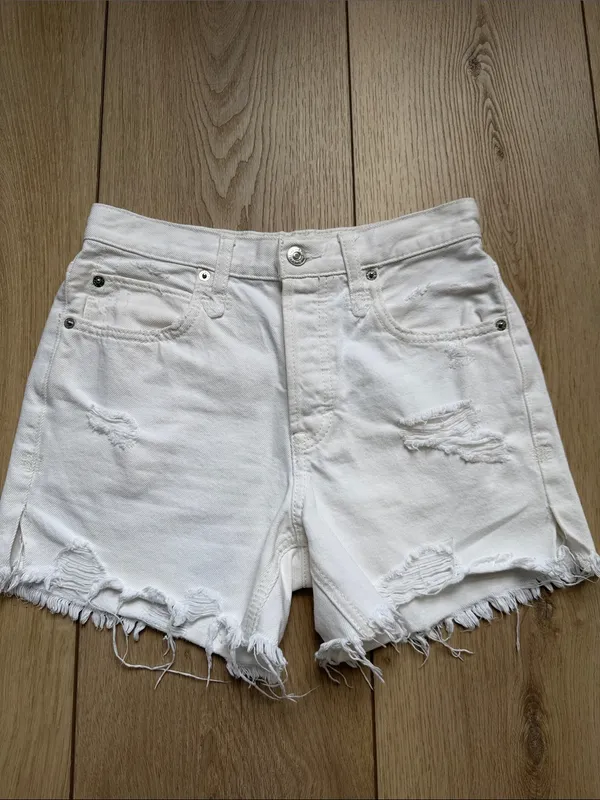 Free People We The Free Makai Jean Shorts Optic White Size 24 Distressed Denim - Image 7