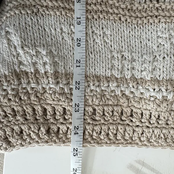 Handmade Crochet Knit Sweater Women Ivory Beige Balloon Sleeve Boho Coastal Chic - Image 8