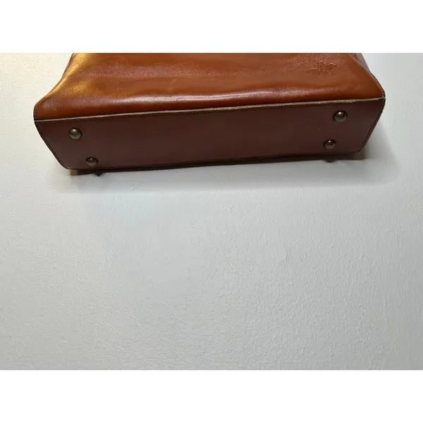 PATRICIA NASH Brown Leather Front Pocket Zipper Closure Top Handle Shoulder Tote - Image 5