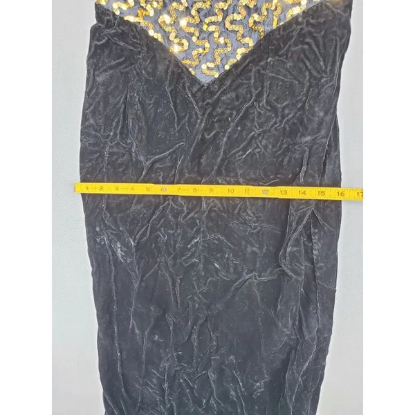 Gunne Sax‎ Dress Women 9 Black Gold Sequin Velvet Vintage 80s Prom Gown Formal - Image 8