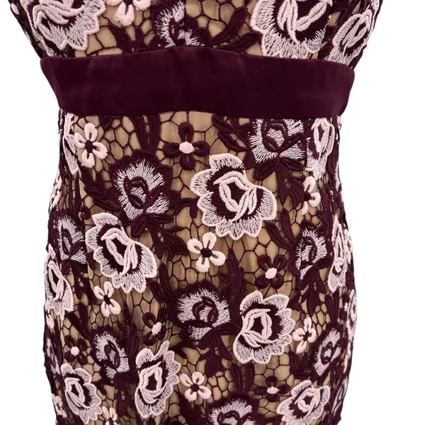 Bardot Dalia Lace Midi Dress Crochet Asymmetric Hem Purple Size US 8‎ - Image 6