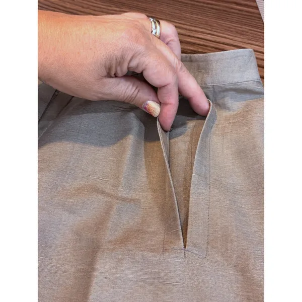 Via Seta Pants Gray 100% Raw Silk Straight Leg Trousers Size 10 - Image 5