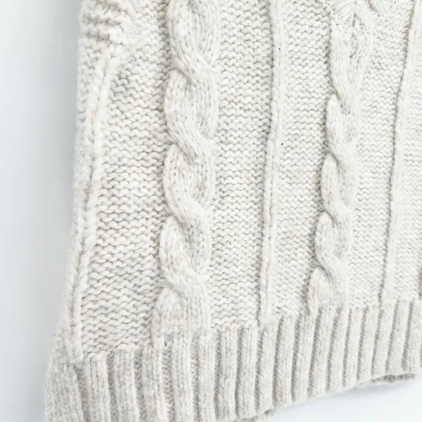 American Eagle Womens Wool Blend Fisherman Cable Knit Sweater‎ Vest Size S Beige - Image 5