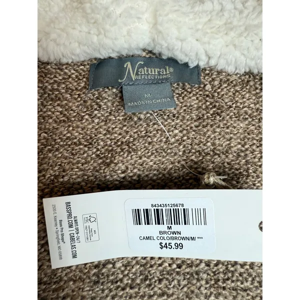 Natural Reflections Womens M Camel Brown Knit‎ Hooded Open Front Cardigan - Image 4