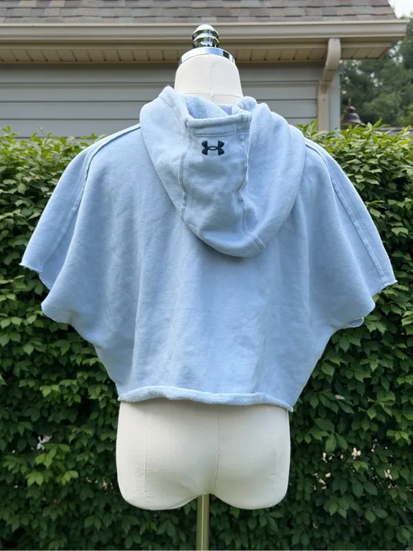Under Armour Project Rock‎ Cropped Fleece Hoodie Blue Gymcore Athleisure XS - Image 5