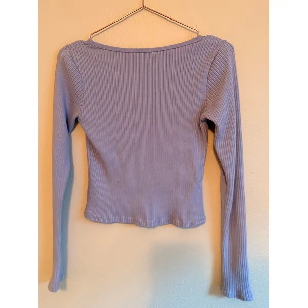 Brandy Melville Cardigan Womens One Size‎ Lavender Zelly Ribbed Knit Button Top - Image 5