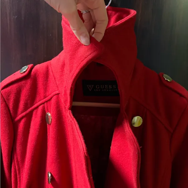 Guess Women's Vibrant Red Trench Coat. Wool blend - Image 9