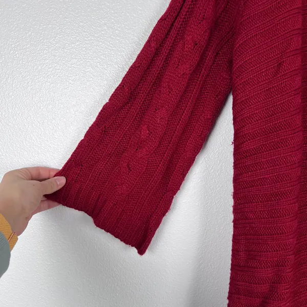 Sundance Women Red Open Front Knit Cardigan Cable Sleeve Sweater Sz‎ S - Image 5