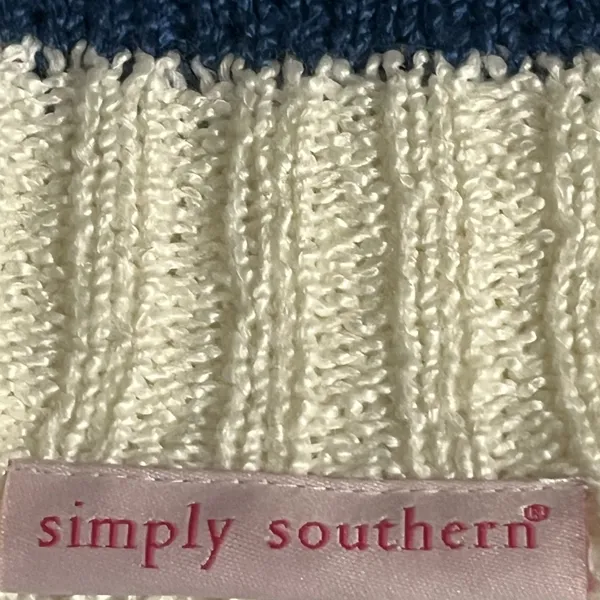 Simply Southern Coastal Striped Cardigan Blue White Preppy Knit Sweater Size L - Image 7